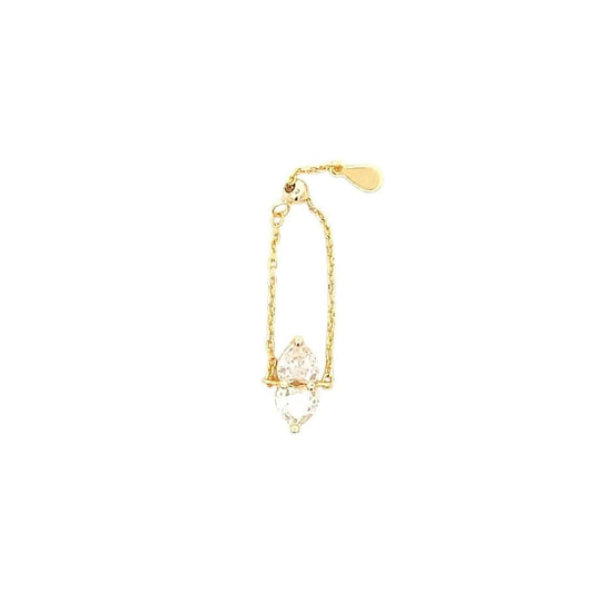 Twin Heart Adjustable Chain Ring (Pure Silver) - Gold