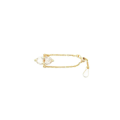 Twin Heart Adjustable Chain Ring (Pure Silver) - Gold