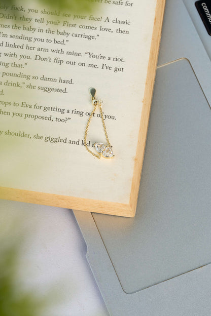 Twin Heart Adjustable Chain Ring (Pure Silver) - Gold