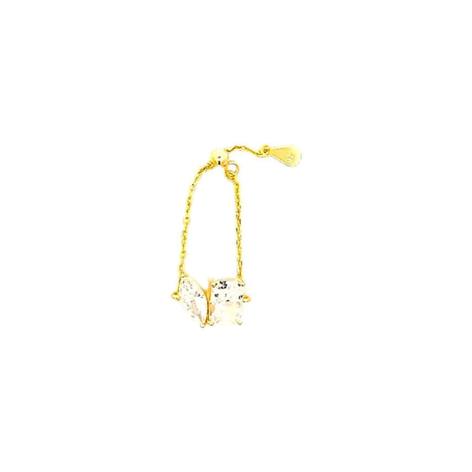 Toi et Moi Adjustable Chain Ring (Pure Silver) - Gold