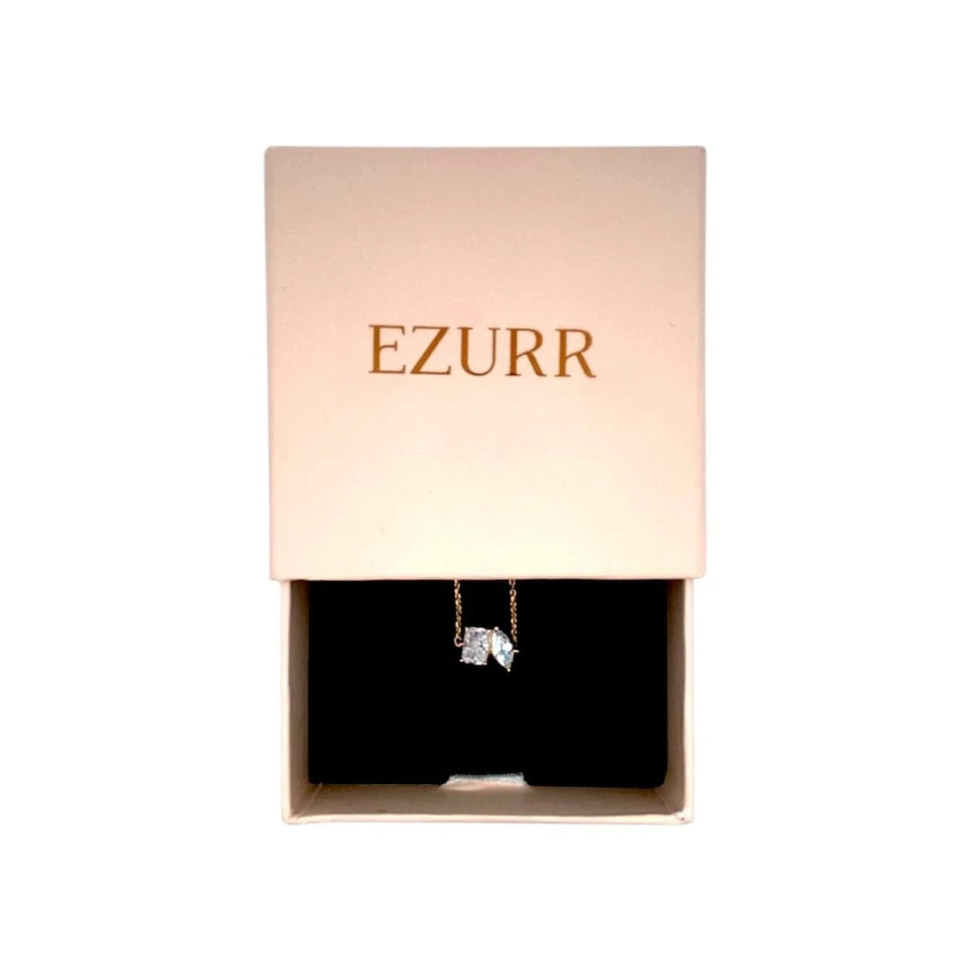 Toi et Moi Adjustable Chain Ring (Pure Silver) - Gold