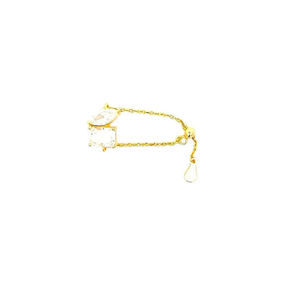 Toi et Moi Adjustable Chain Ring (Pure Silver) - Gold