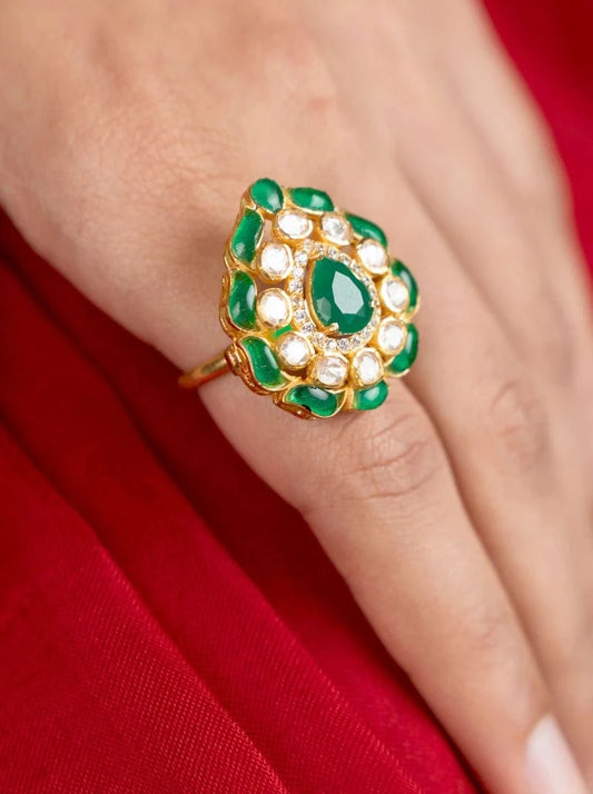 Imperial Teardrop Ring (Pure Silver) - Green
