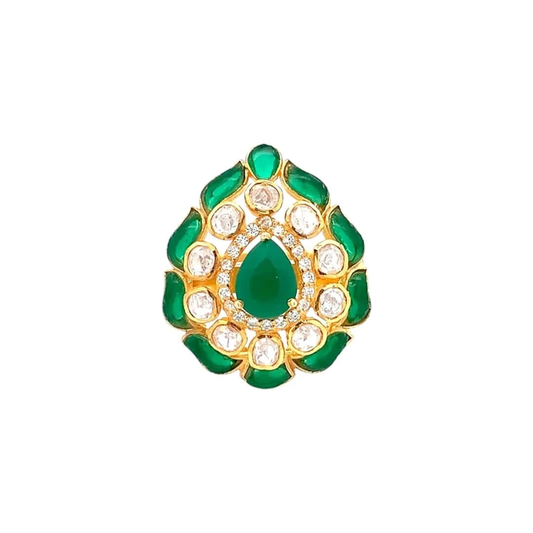 Imperial Teardrop Ring (Pure Silver) - Green