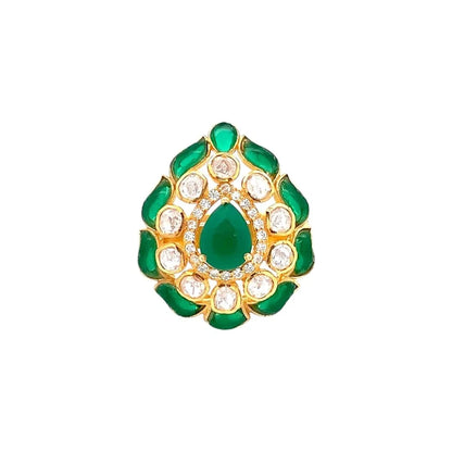 Imperial Teardrop Ring (Pure Silver) - Green