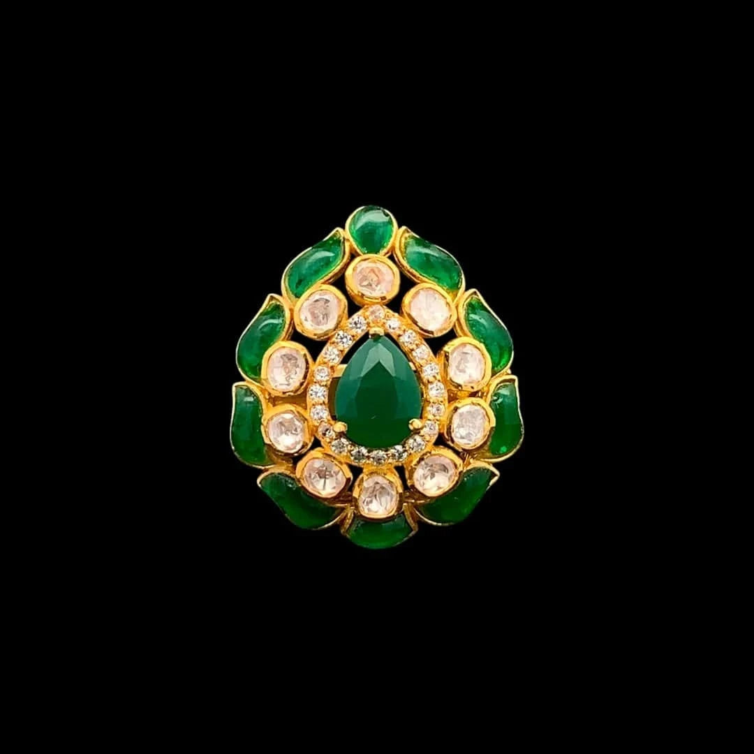 Imperial Teardrop Ring (Pure Silver) - Green