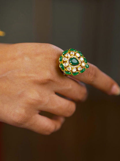 Imperial Teardrop Ring (Pure Silver) - Green