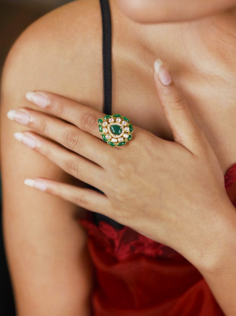 Imperial Teardrop Ring (Pure Silver) - Green