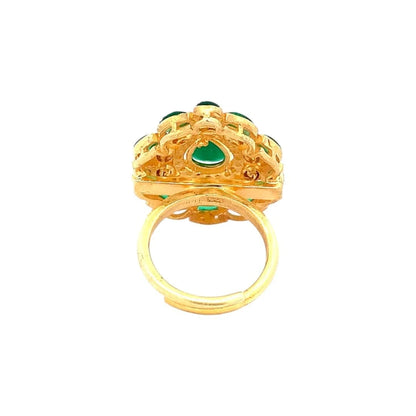 Imperial Teardrop Ring (Pure Silver) - Green
