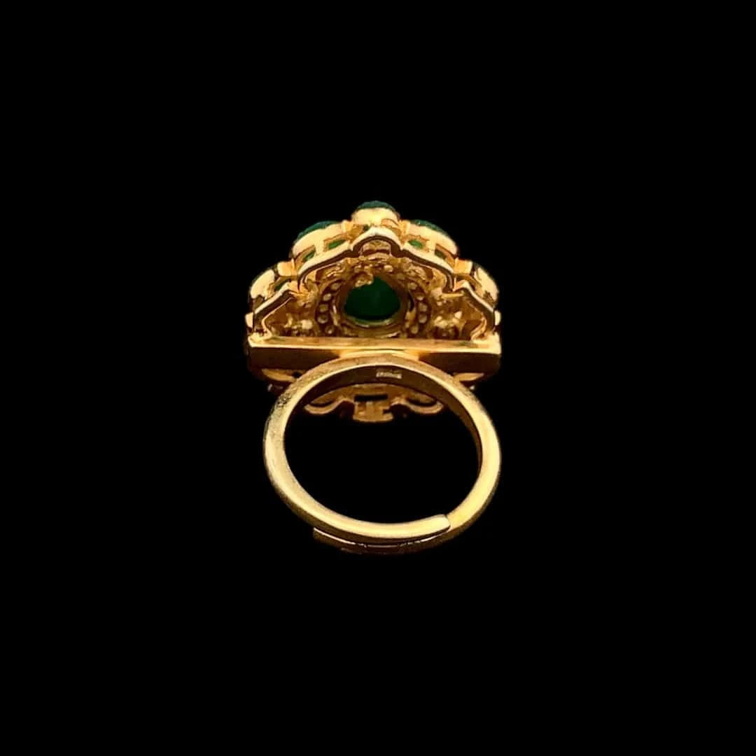 Imperial Teardrop Ring (Pure Silver) - Green