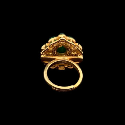 Imperial Teardrop Ring (Pure Silver) - Green