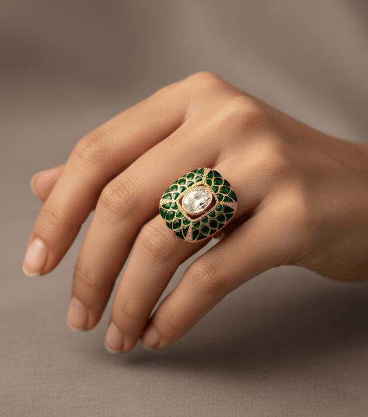 Padmira Ring (Pure Silver) - Green