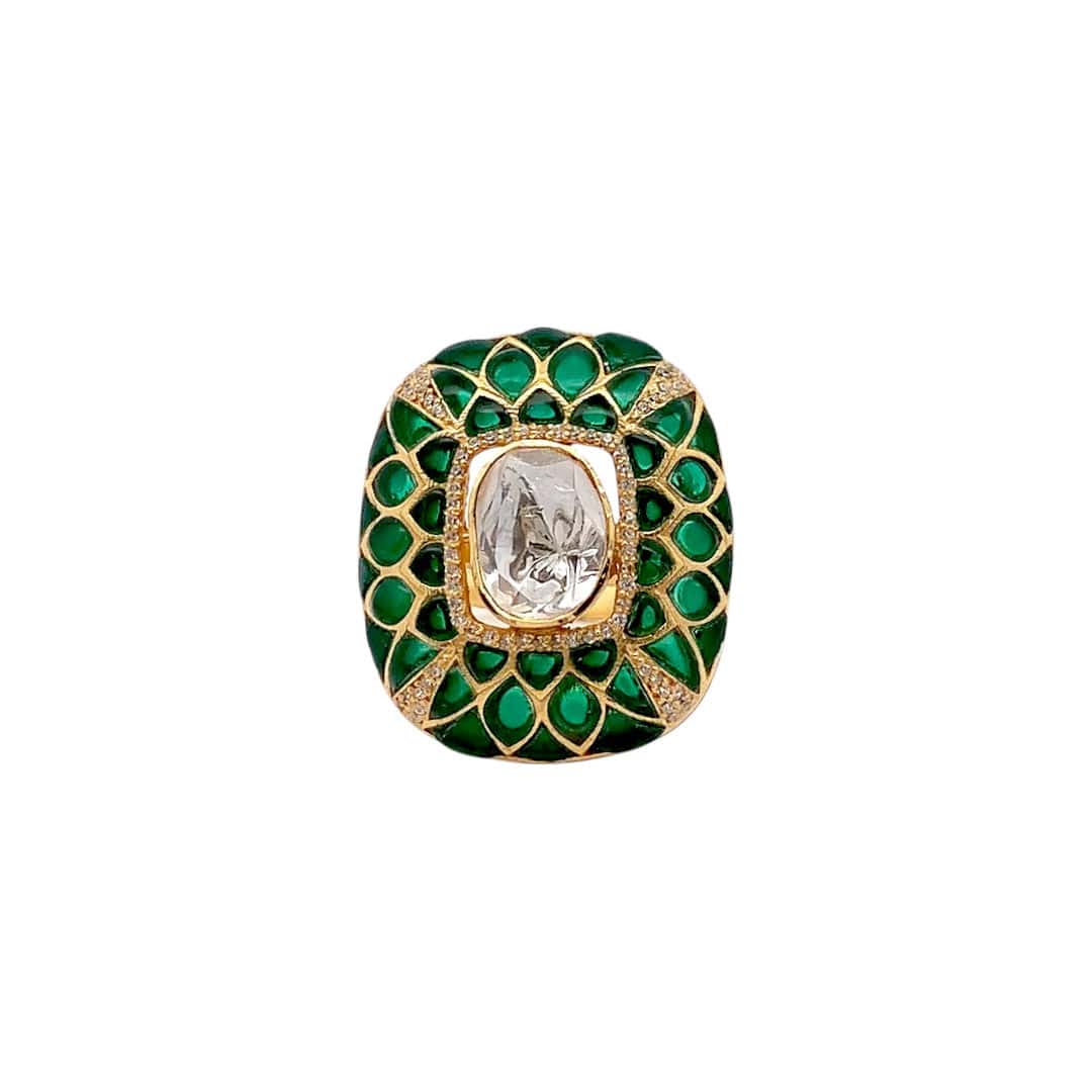 Padmira Ring (Pure Silver) - Green
