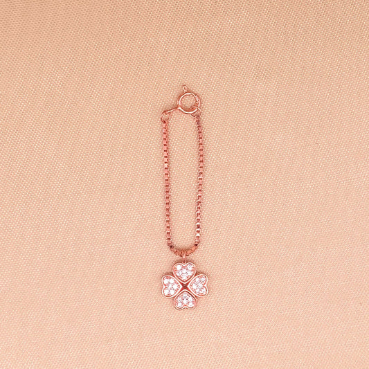 Clover Heart Watch Charm (Pure Silver) - Rose Gold