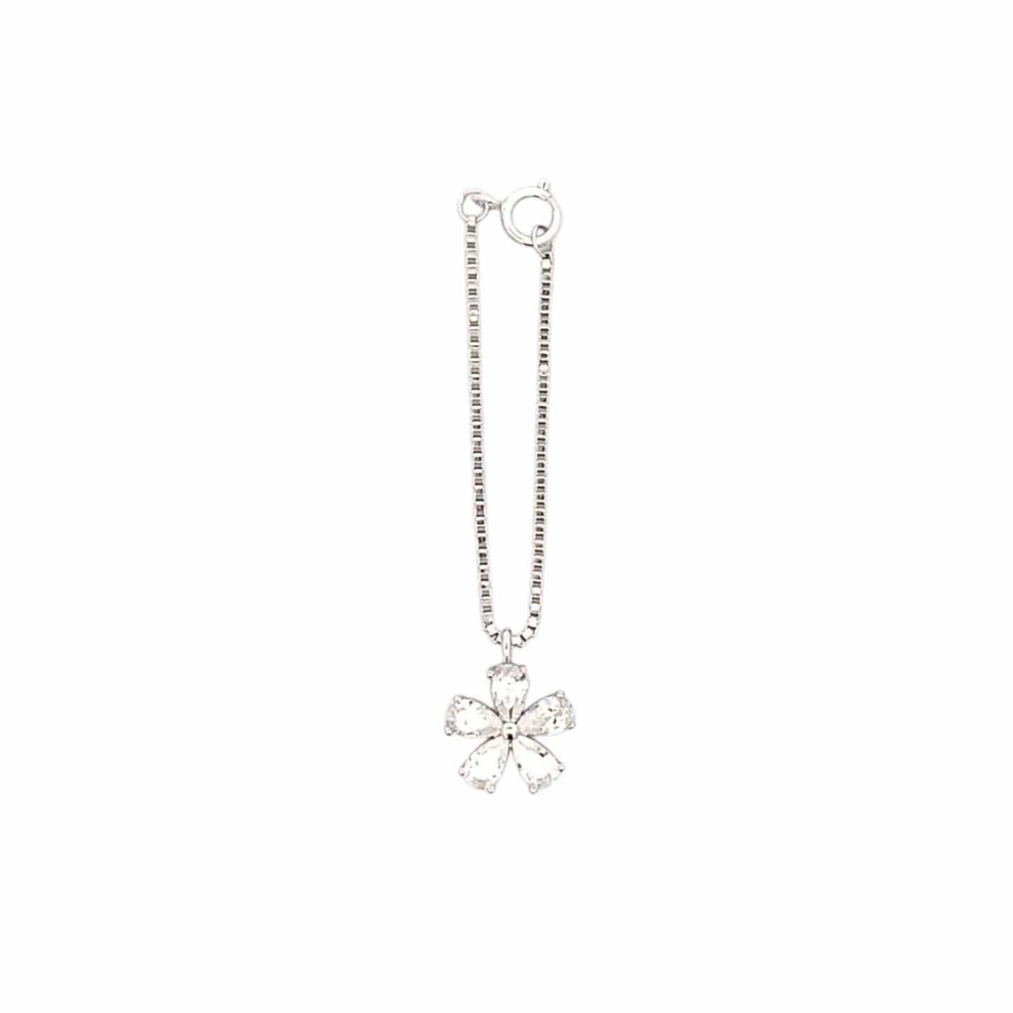 Crystal Flower Watch Charm (Pure Silver) - Silver