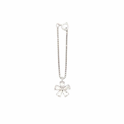 Crystal Flower Watch Charm (Pure Silver) - Silver
