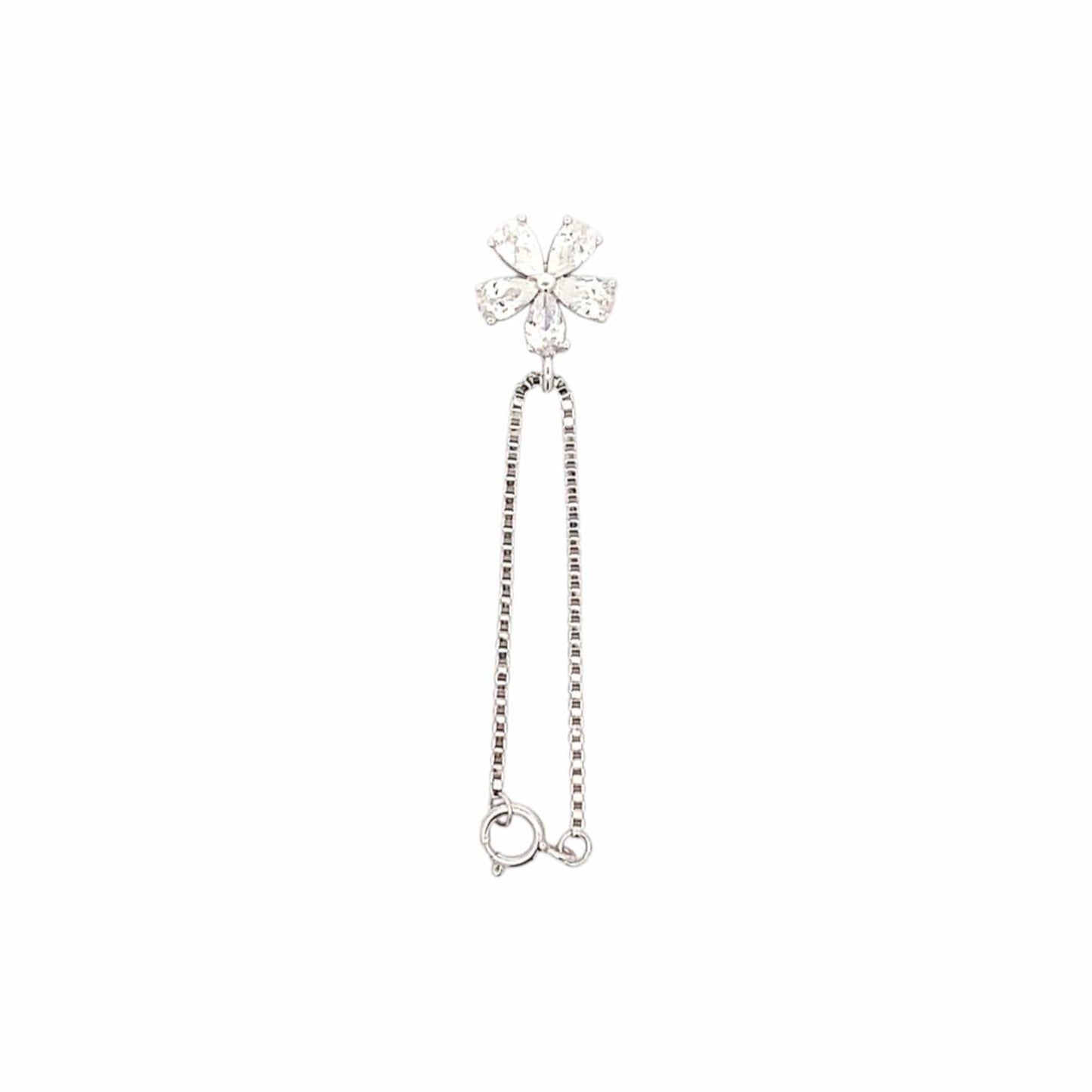 Crystal Flower Watch Charm (Pure Silver) - Silver