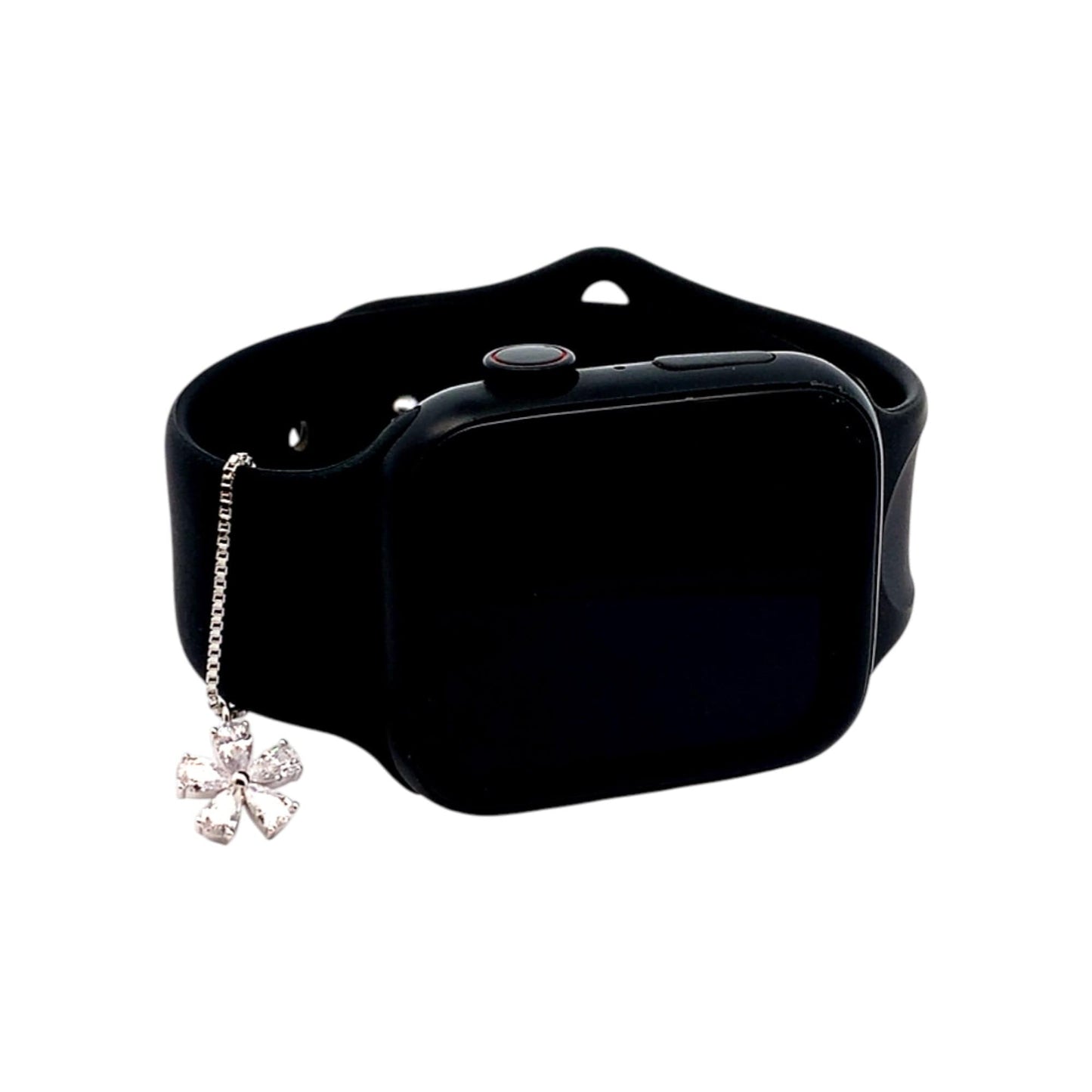 Crystal Flower Watch Charm (Pure Silver) - Silver