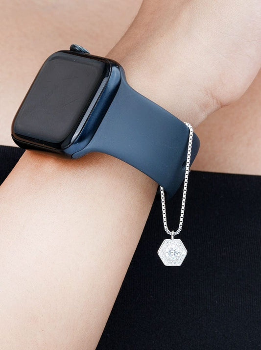 Hexagon Watch Charm Silver
