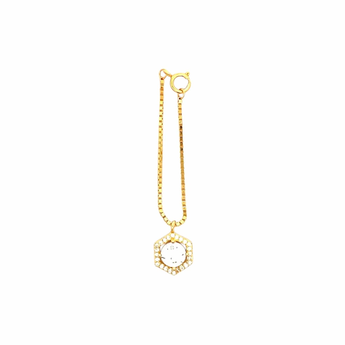 Sparkling Hexagon Watch Charm (Pure Silver) - Gold