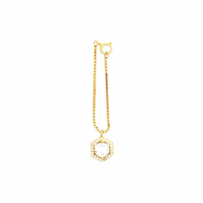 Sparkling Hexagon Watch Charm (Pure Silver) - Gold