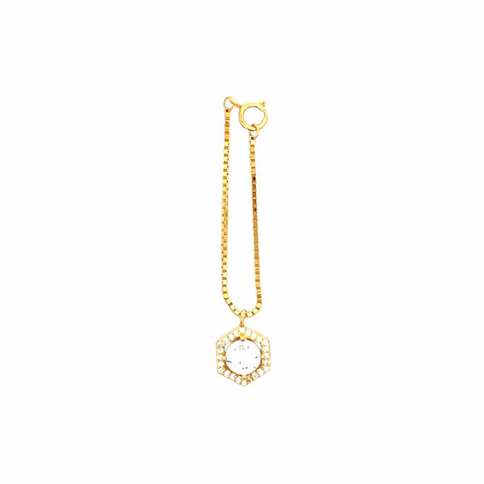 Sparkling Hexagon Watch Charm (Pure Silver) - Gold