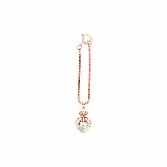 Crowned Heart Watch Charm (Pure Silver) - Rose Gold