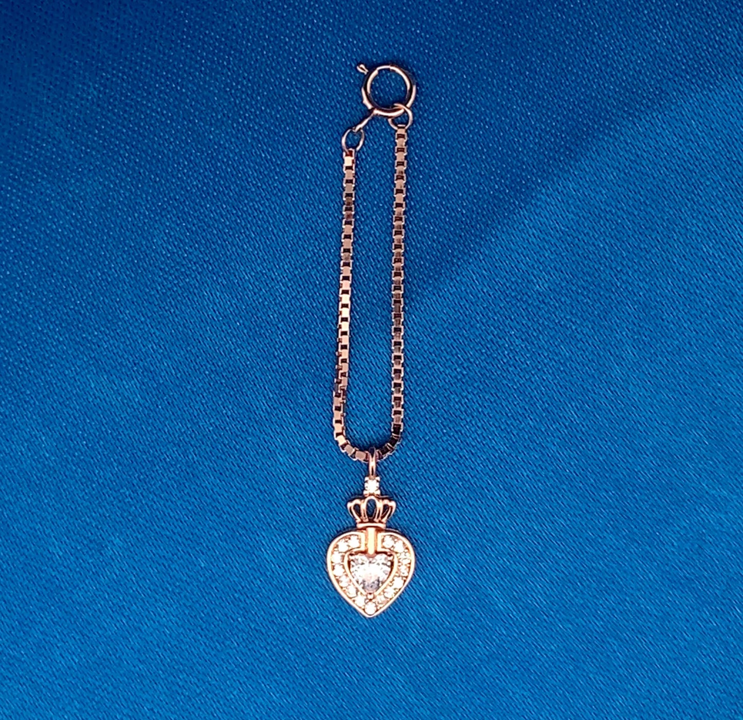 Crowned Heart Watch Charm Rose Gold