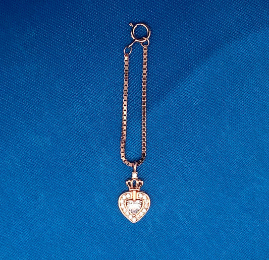 Crowned Heart Watch Charm Rose Gold