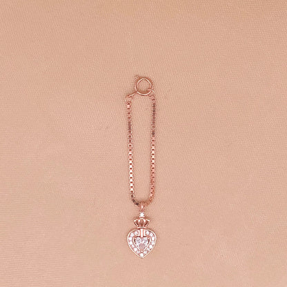 Crowned Heart Watch Charm (Pure Silver) - Rose Gold