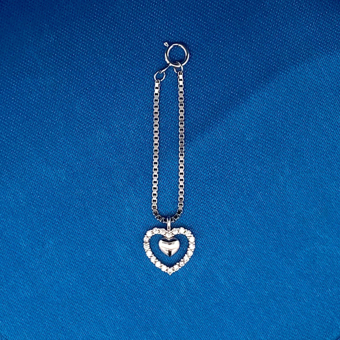 Nested Heart Watch Charm Silver