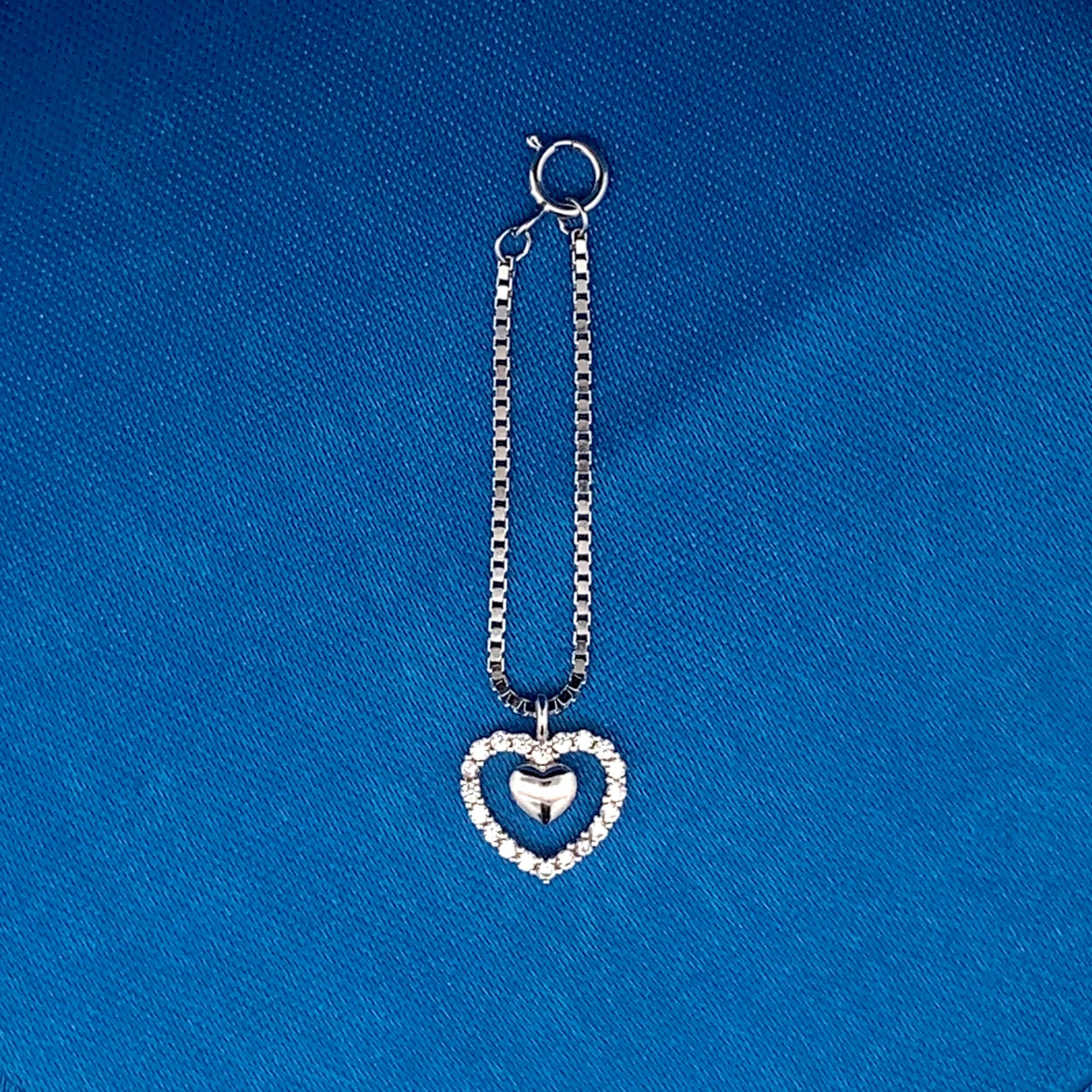 Nested Heart Watch Charm Silver