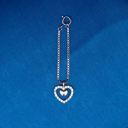 Nested Heart Watch Charm Silver