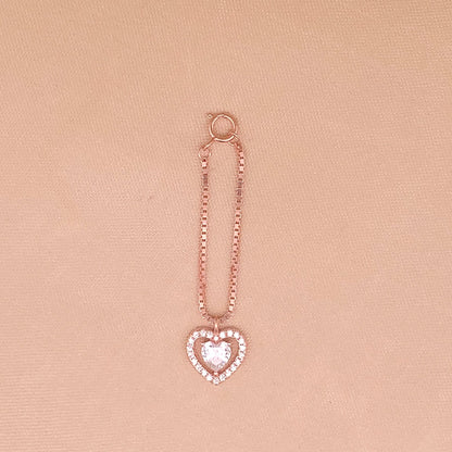 Gleaming Heart Watch Charm (Pure Silver) - Rose Gold