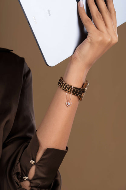 Gleaming Heart Watch Charm (Pure Silver) - Rose Gold