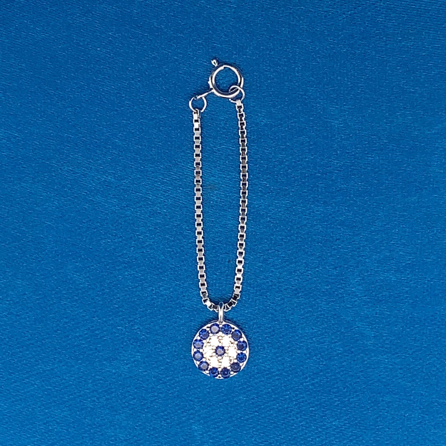 Zircon Evil Eye Watch Charm Silver