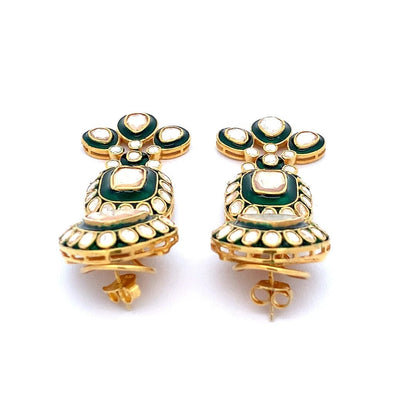 Raj Kumari Earrings (Pure Silver) - Green