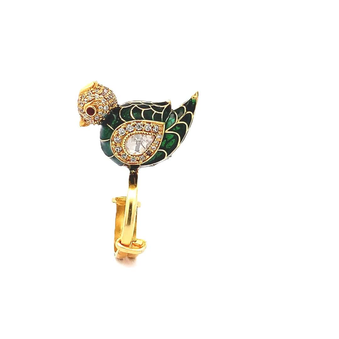 Empress Parrot Ring (Pure Silver) - Green