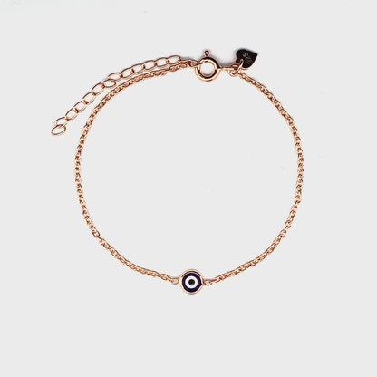 Tiny Evil Eye Bracelet (Pure Silver) - Rose Gold