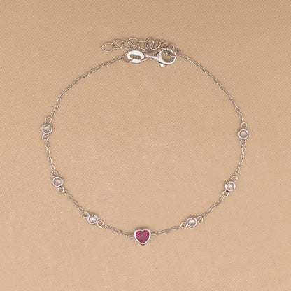 Pink Heart Bracelet (Pure Silver) - Silver