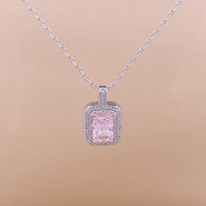 Rectangle Emerald Cut Pendant Chain (Pure Silver)