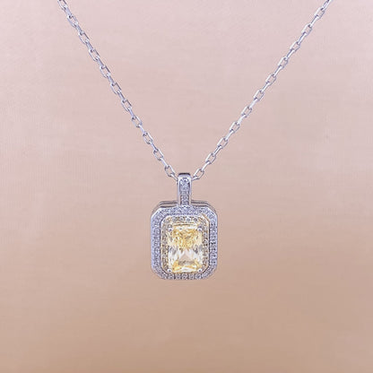 Rectangle Emerald Cut Pendant Chain (Pure Silver)