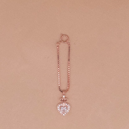 Crowned Heart Watch Charm (Pure Silver) - Rose Gold
