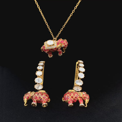 Matangini Royale Necklace Set (Pure Silver) - Majenta