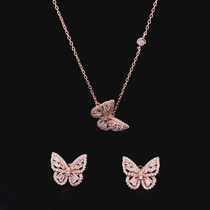 Baguette Butterfly Necklace Set