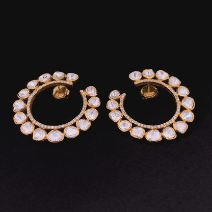 Chandrika Polki Earrings (Pure Silver) - White