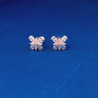 Diamond Butterfly Stud Earrings (Pure Silver)