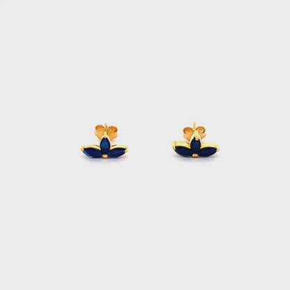 Noir Navy Stud Earrings (Pure Silver) - Gold