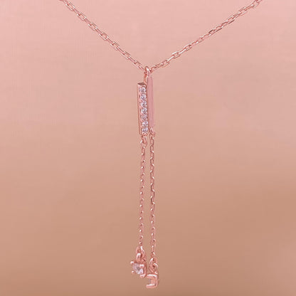 Bar Zircon Drop Pendant Chain (Pure Silver)