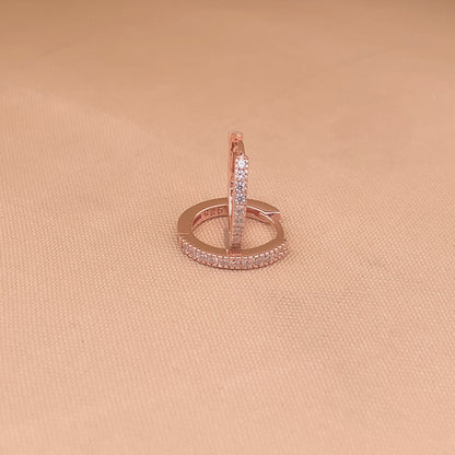 Sparkle Huggie Earrings (Pure Silver) - Rose Gold